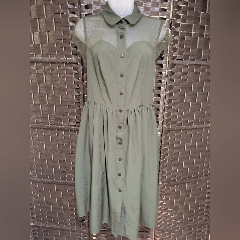 Belle POQUE RETRO Green Button-Down Dress